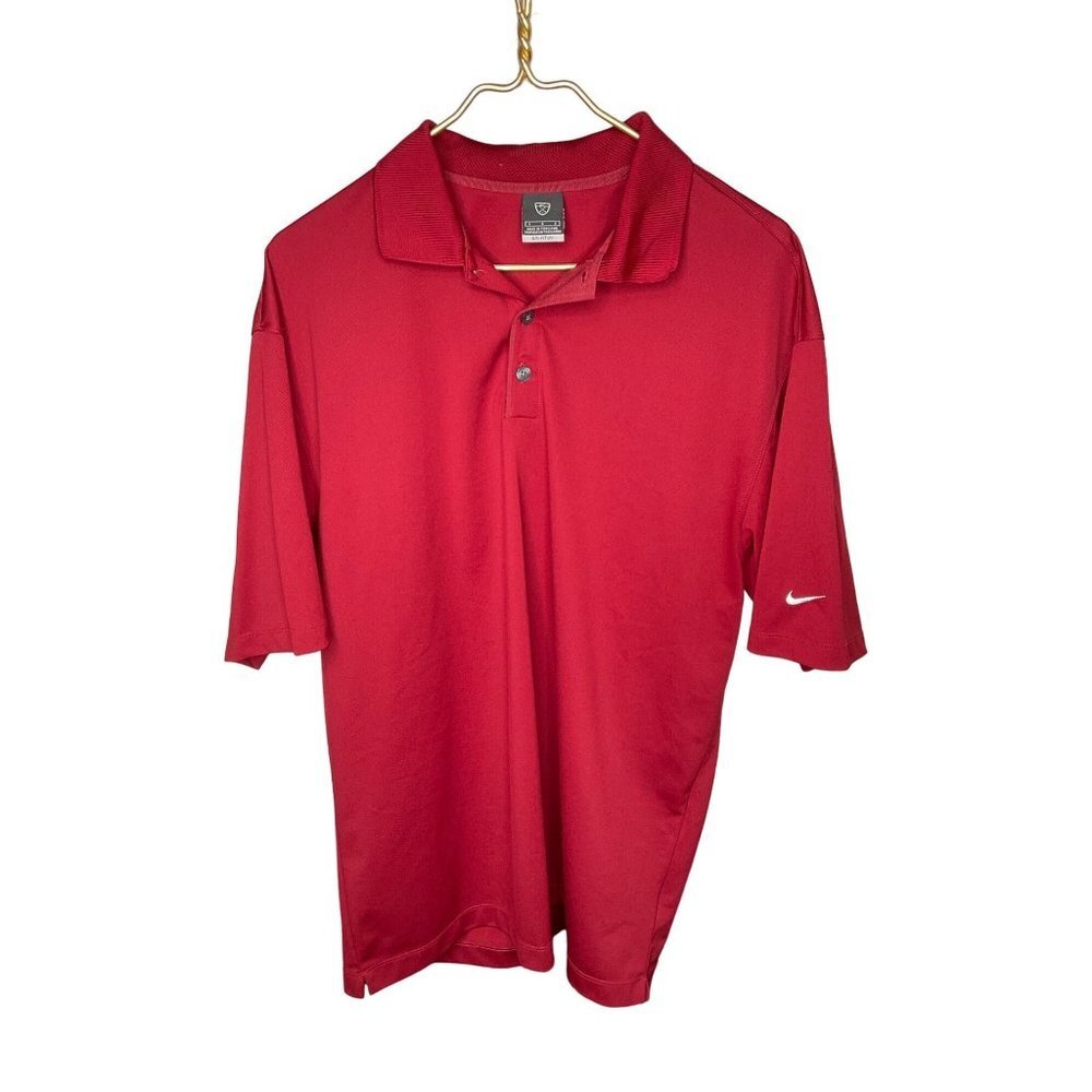 LARGE Nike SS Golf UV Men's Dri-fit Polo Shirt Deep Red Burgundy